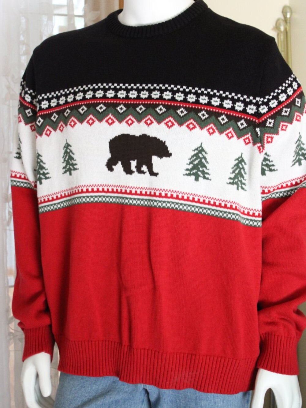 St John's Bay Vintage Winter Men Sweater SZ XXL Pullover Multi color 100 Cotton